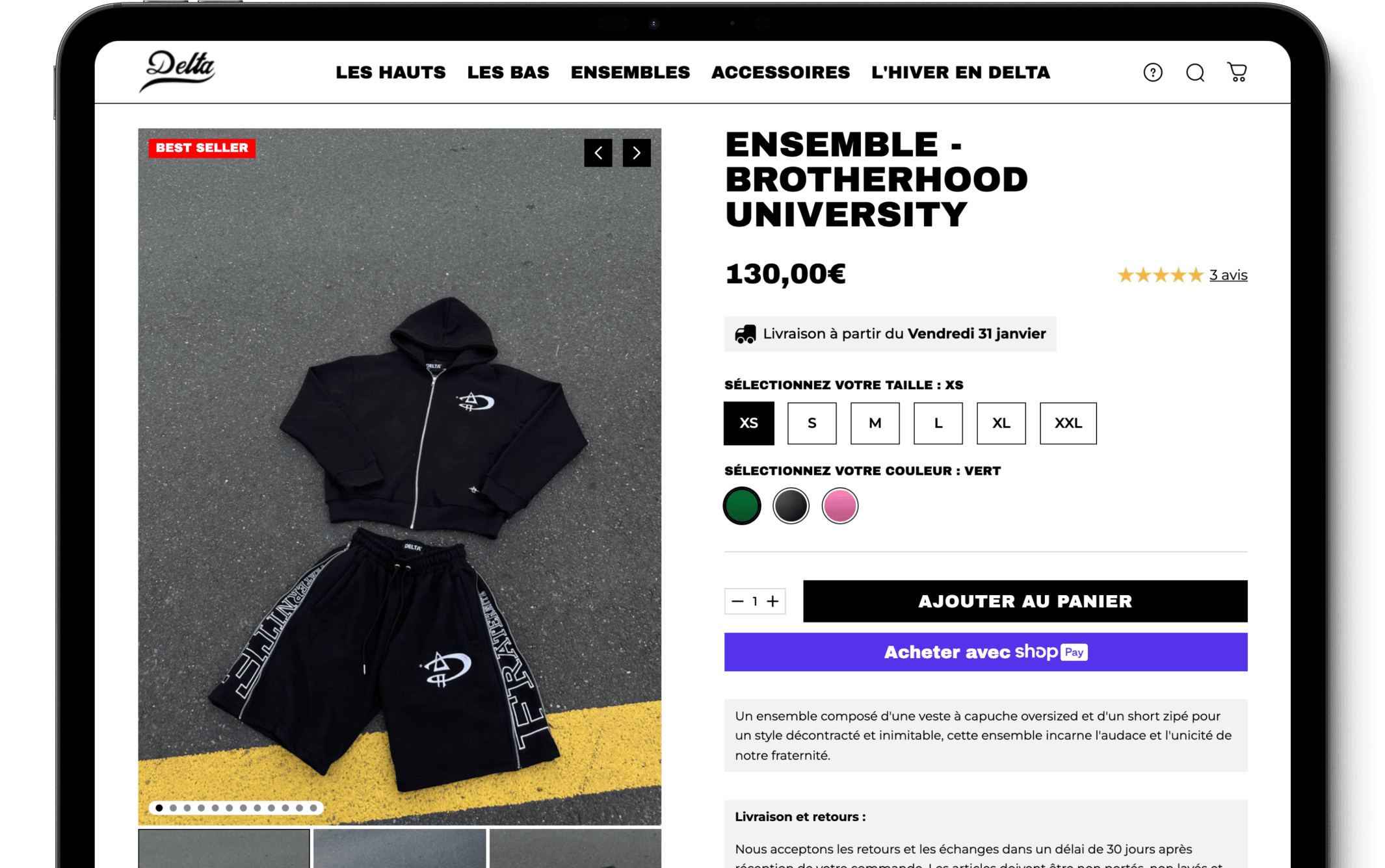 Site e-commerce réalisé pour un client